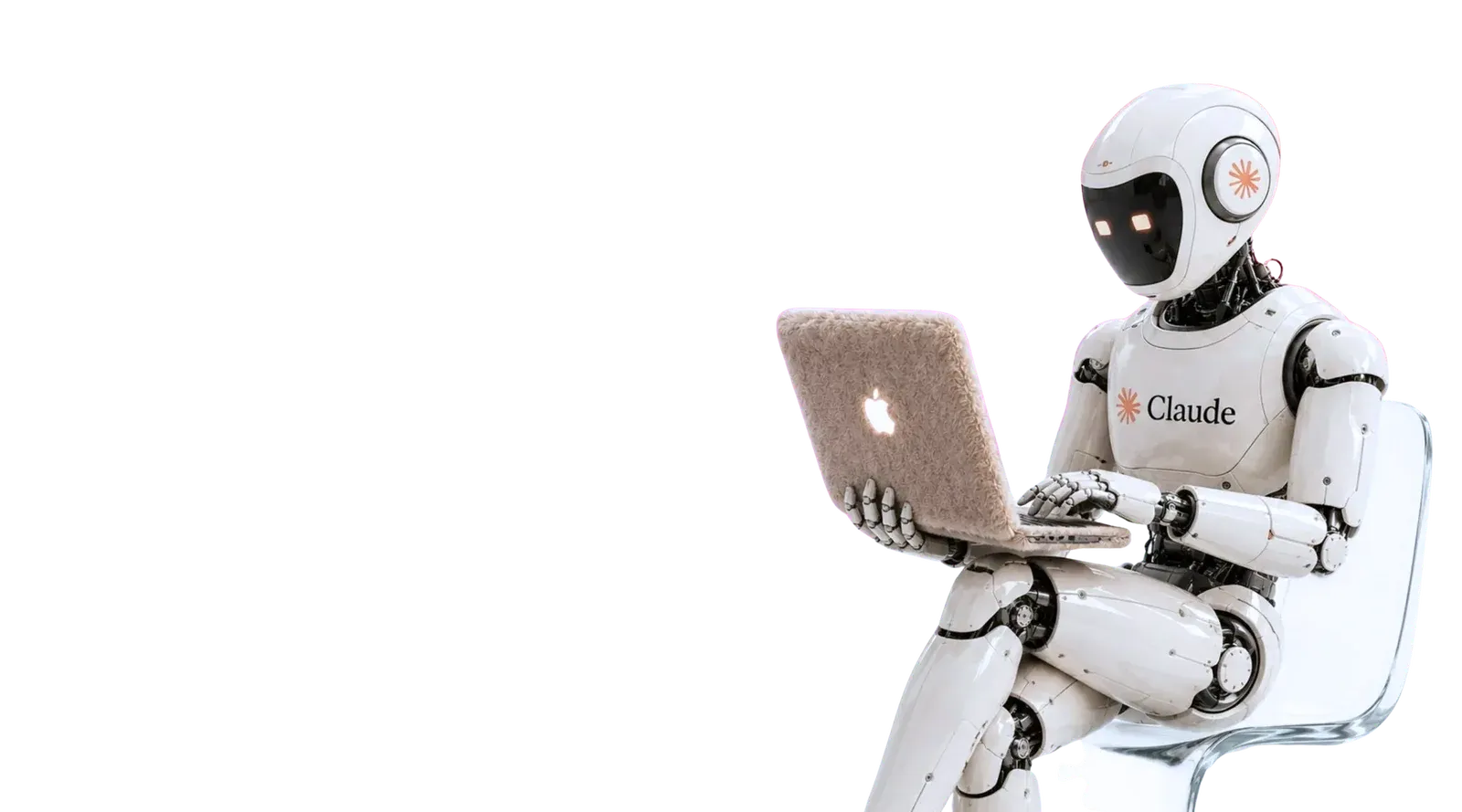 AI Robot typing on laptop