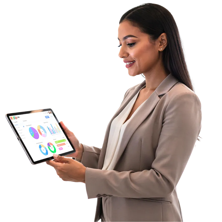 Smiling professional holding a tablet